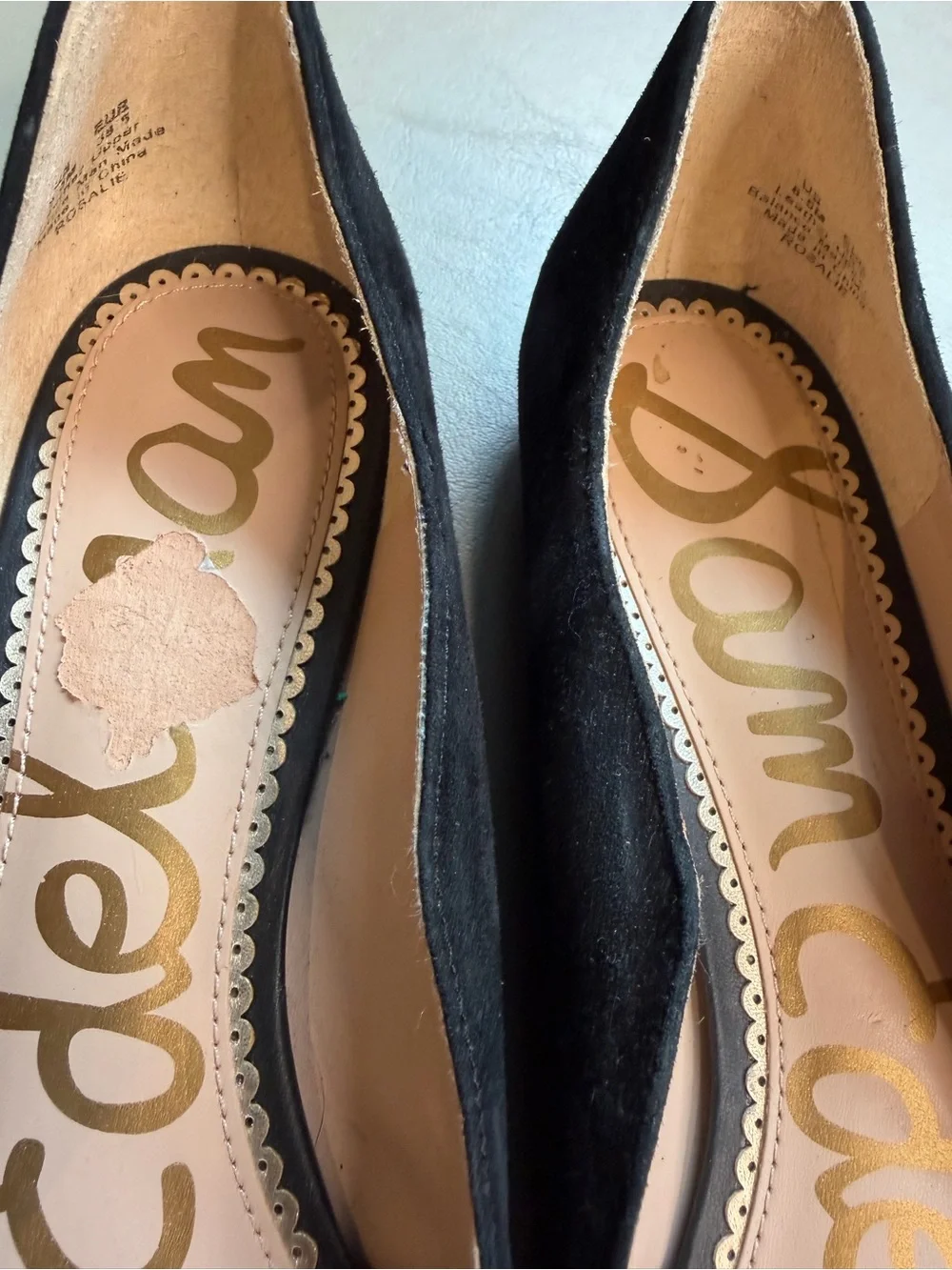 Sam Edelman Shoes Sz 8.5 Rosalie Casual Slip On Pointed Toe Flats Black Suede S6